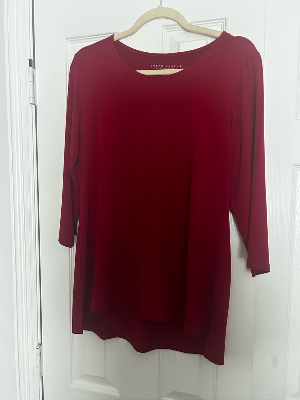 Susan Graver Red Long Sleeve Tunic Top